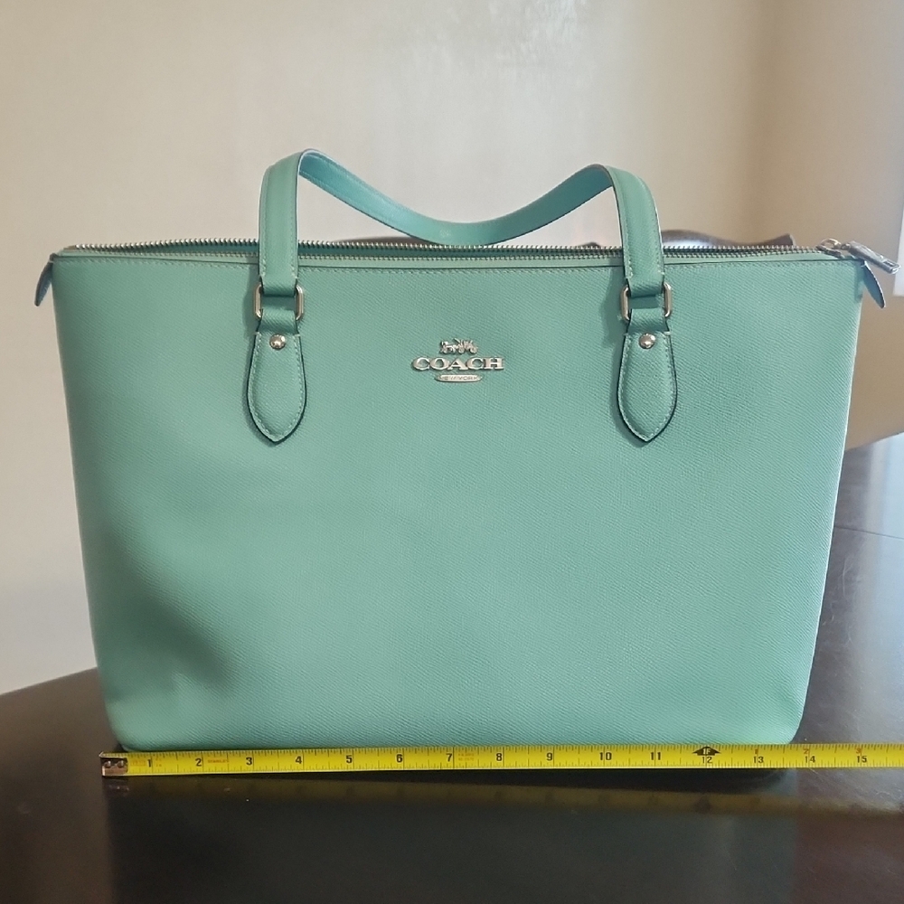Coach "Faded Blue "Leather Tote Bag with Silver Hardware